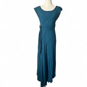 Moulinette Soeurs Elegant Teal Maxi Dress with Buckle Waist Size 4